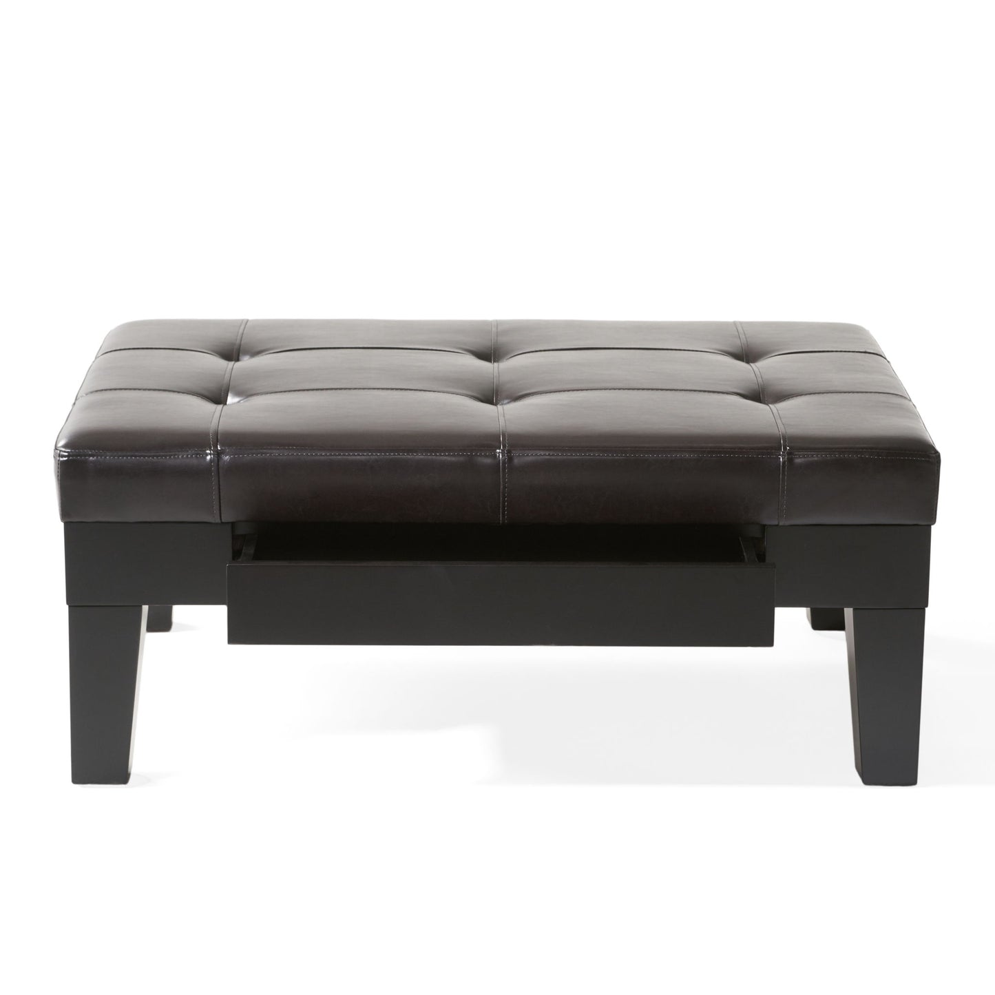 Chatham - Ottoman With Drawer Leather Storage Solution - Dark Coffee Noble House