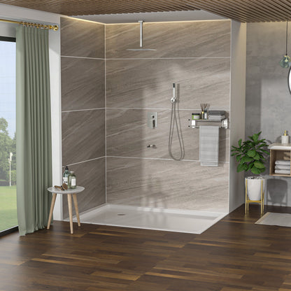 16" Ceiling Mount Square Shower System With Waterfall Tub Spout And Rough In Valve Daily Nest