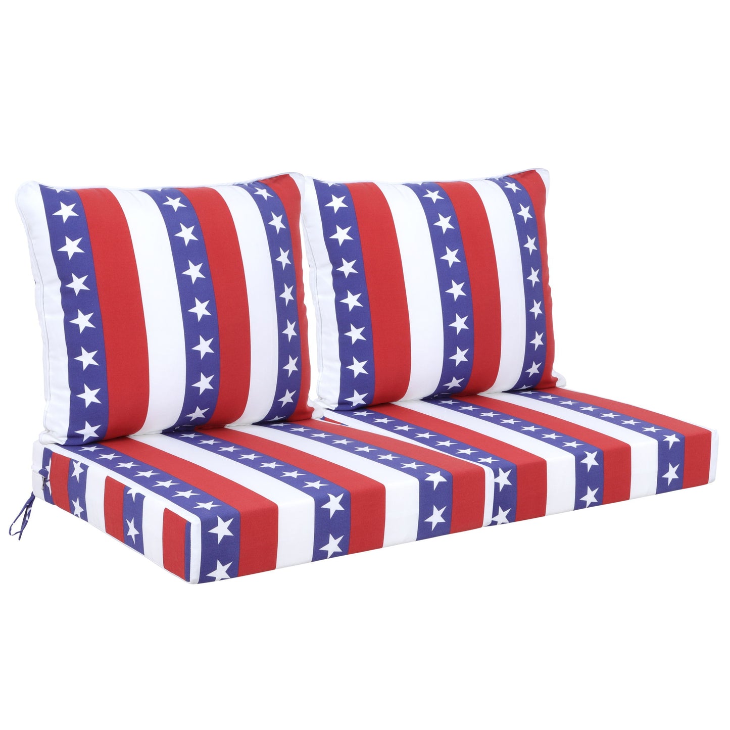 24X24 Inch Outdoor Deep Seat Cushion Set Waterproof Fade Resistant Patio Furniture Cushions With Removable Covers, Adjustable Straps & Handles (Set of 2) - Red Home Essentials