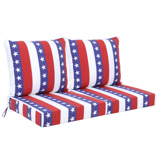 24X24 Inch Outdoor Deep Seat Cushion Set Waterproof Fade Resistant Patio Furniture Cushions With Removable Covers, Adjustable Straps & Handles (Set of 2) - Red Home Essentials