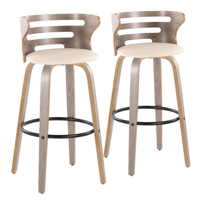 Cosini - Mid Century Modern Fixed Height, Barstool & Swivel And Round Footrest (Set of 2) Lumi Source