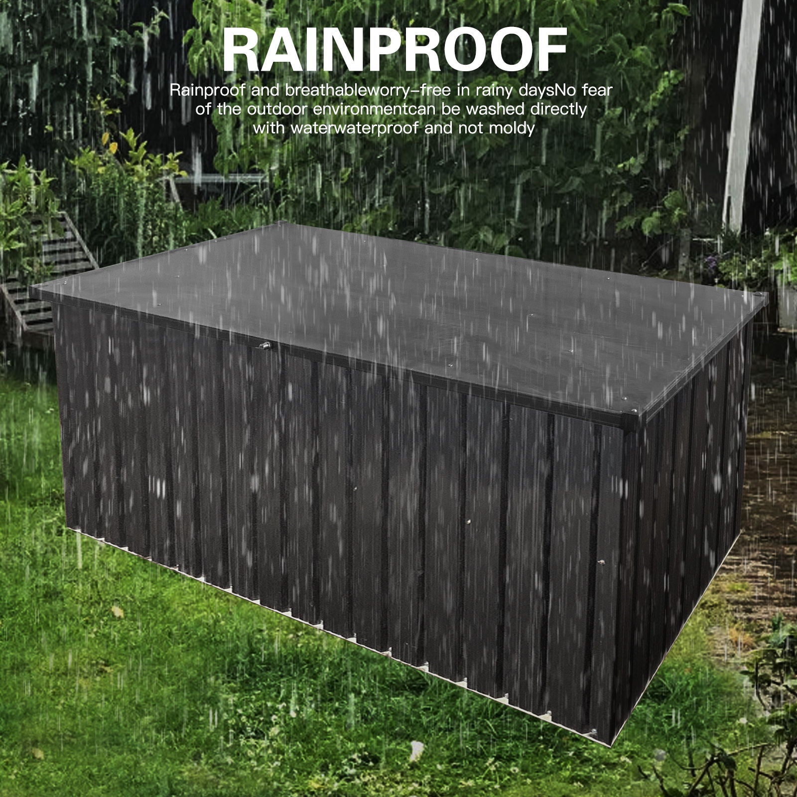 Out Door Metal Storage Box Store Medium - Black Home Essentials