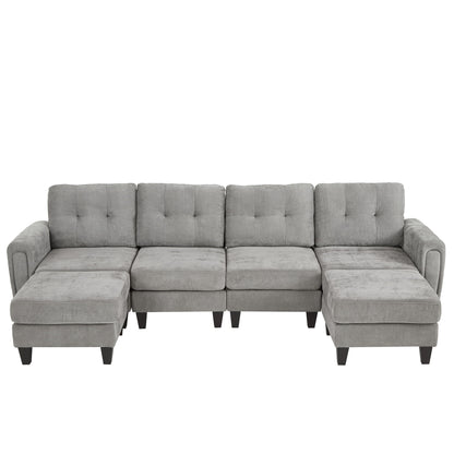 Modular Sectional Sofa With Movable Ottomans, USB Ports & Side Tables Hearth and Haven