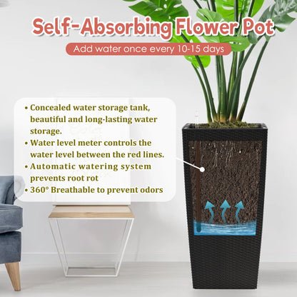 Large Self Watering Flower Pot With Drainage Holes & Inner Tray Daily Nest