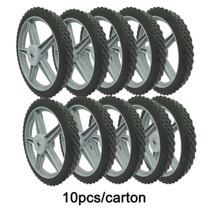 Universal 12" Spoked Plastic Wheel And Tire For Lawn Mowers & Trolley Carts, 10 Pack - Black Daily Nest
