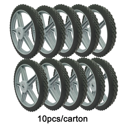 Universal 12" Spoked Plastic Wheel And Tire For Lawn Mowers & Trolley Carts, 10 Pack - Black Daily Nest