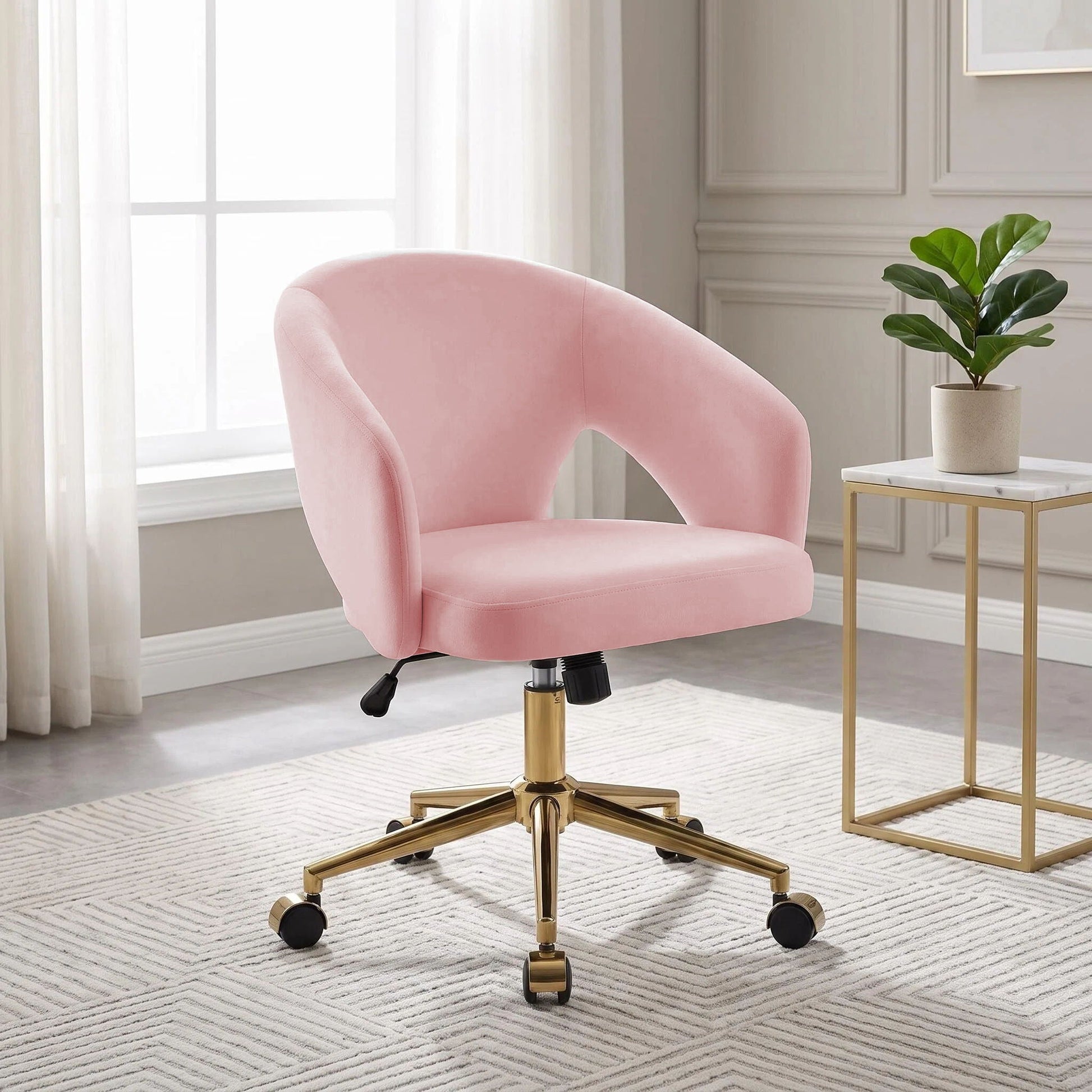 Ty - Office Adjustable Swivel Chair With Lumbar Support - Pink Home Essentials