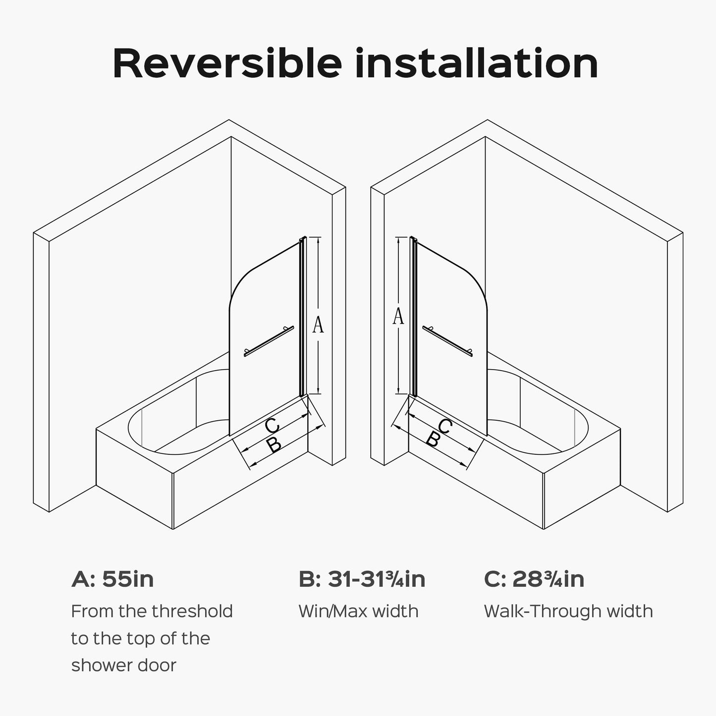 Frameless Shower Doors For Bathtub, 1 / 4" Tempered Glass Daily Nest