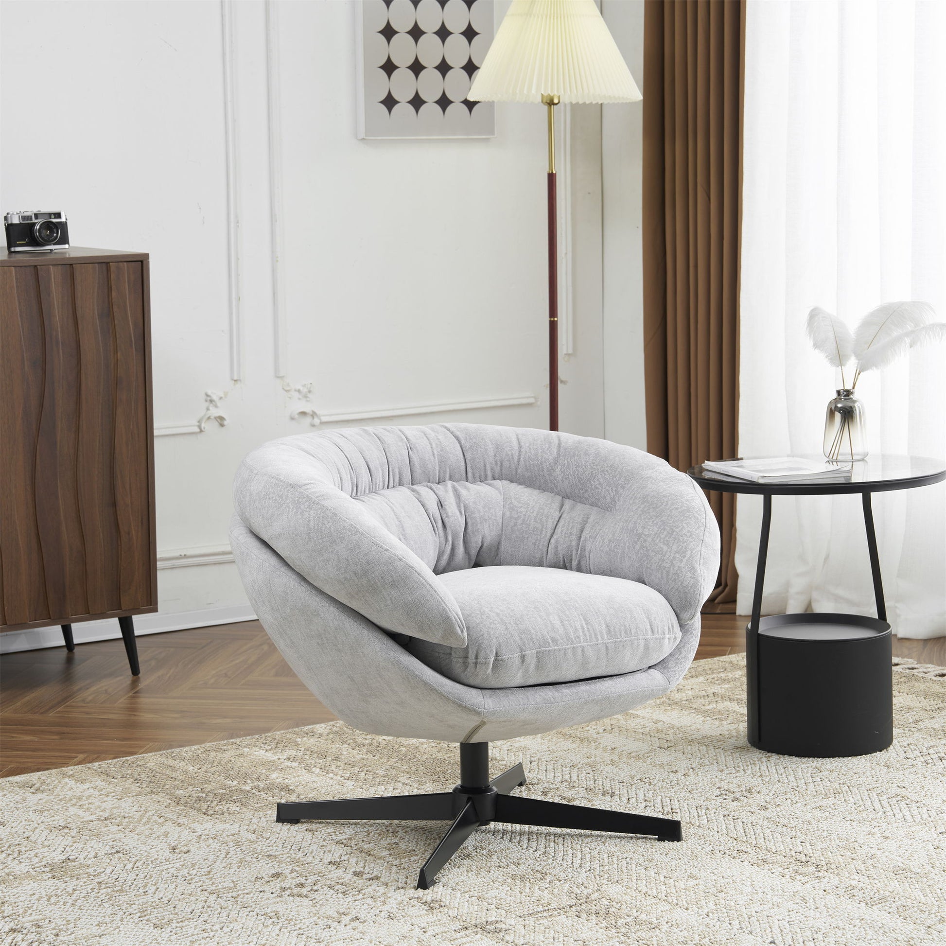 Modern Chenille Office Chair With 360 Degree Swivel Noble House
