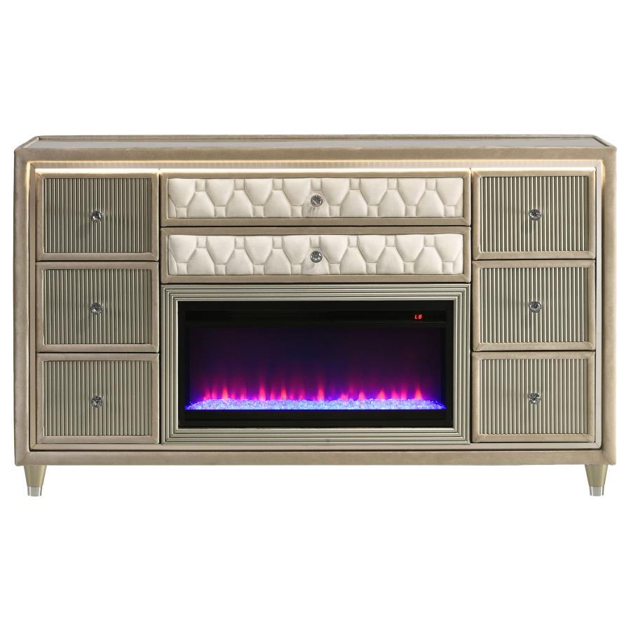 Lorient - 8-Drawer LED Bedroom Flame Box Dresser Coaster Fine Furniture