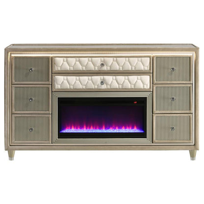 Lorient - 8-Drawer LED Bedroom Flame Box Dresser Coaster Fine Furniture