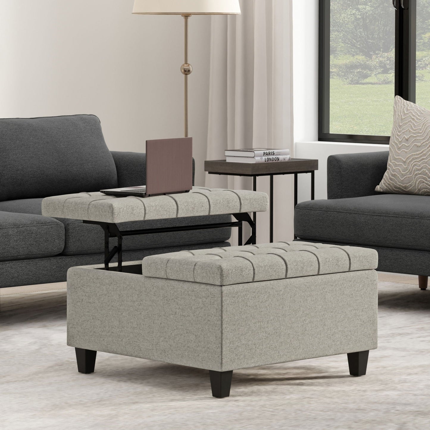 Harrison - Upholstered Coffee Table Storage Ottoman Simpli-Home