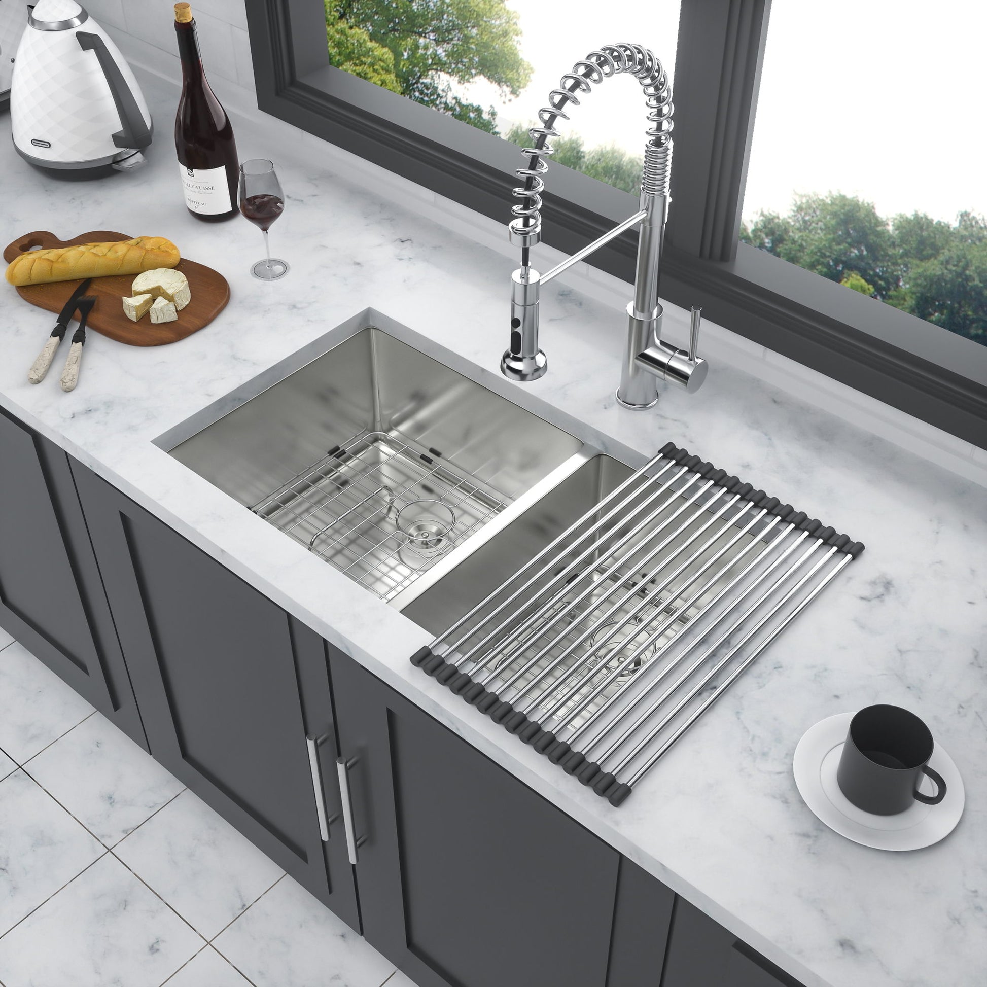 Modern Double Bowl Undermount Kitchen Sink 50 / 50 Design Stainless Steel Daily Nest