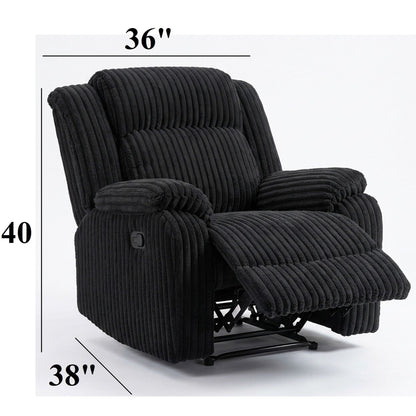 Motion Recliner Chair With Plush Armrests For Living Room, Soft Seat - Black Home Essentials