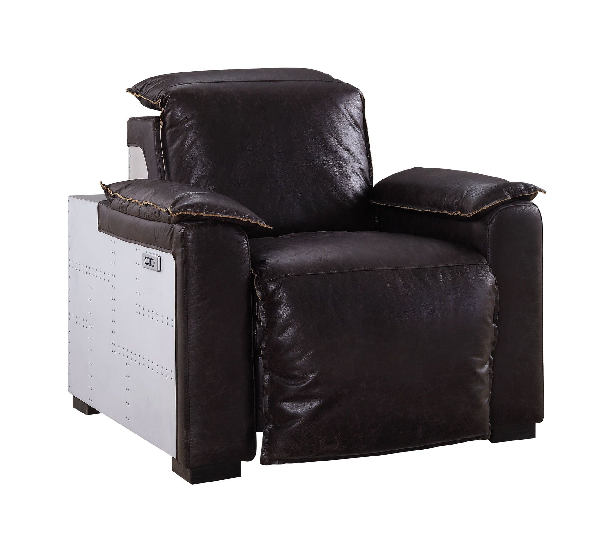 Misezon - Top Grain Leather Power Motion Recliner - Dark Brown Acme