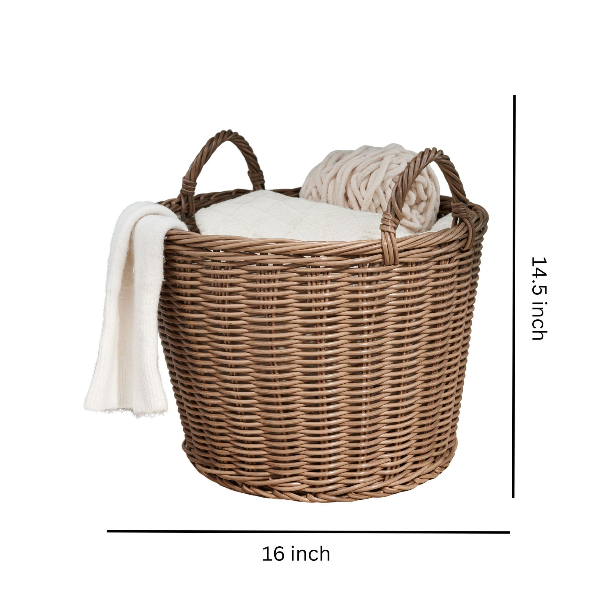 Round Cone Woven Resin Wicker Basket With Handles For Versatile Storage - Walnut Brown Daily Nest