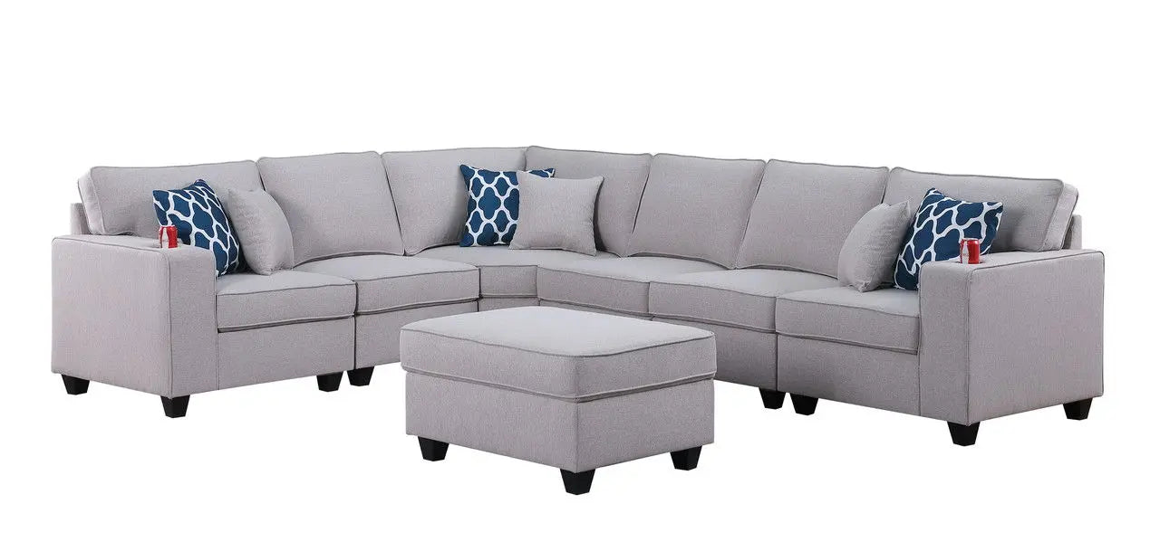 Cooper - Comfort Sectional Sofa With Ottomans And Cupholder Lilola Home