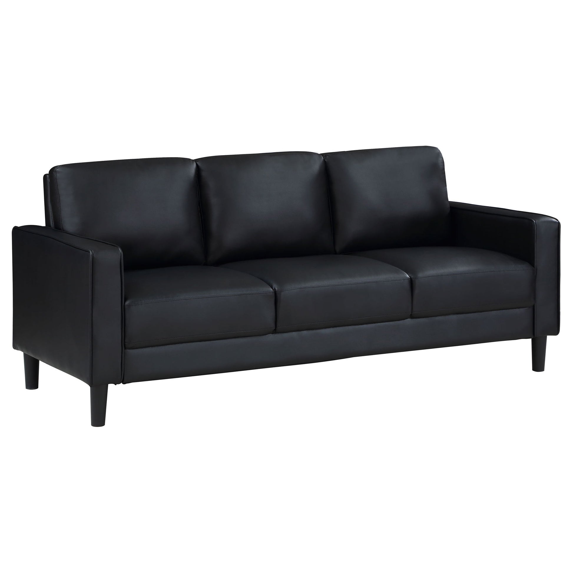 Ruth - 2 Piece Track Arm Sofa Set With Cushions - Black Furniture Max