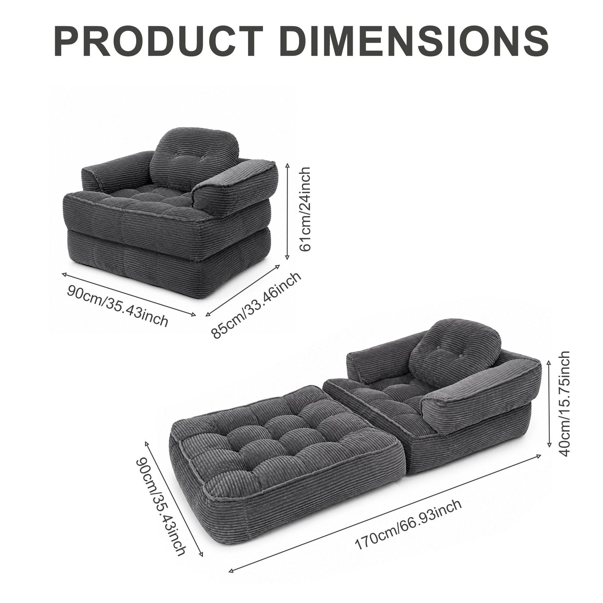 Convertible 2 In 1 Armrest Sofa For Bedroom Home Essentials