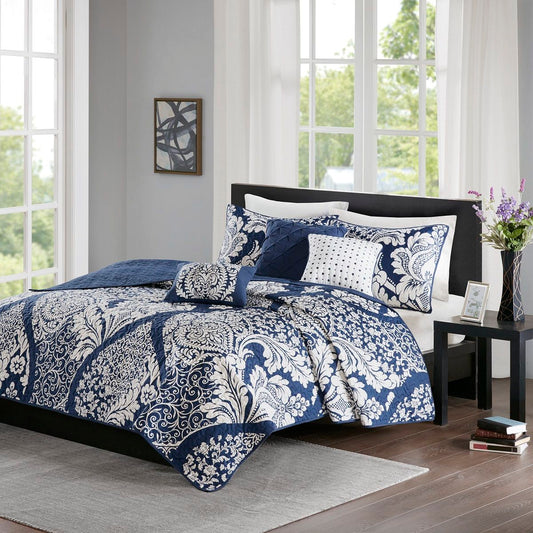 Vienna - 6 Piece Reversible Coverlet Set - Indigo Madison Park