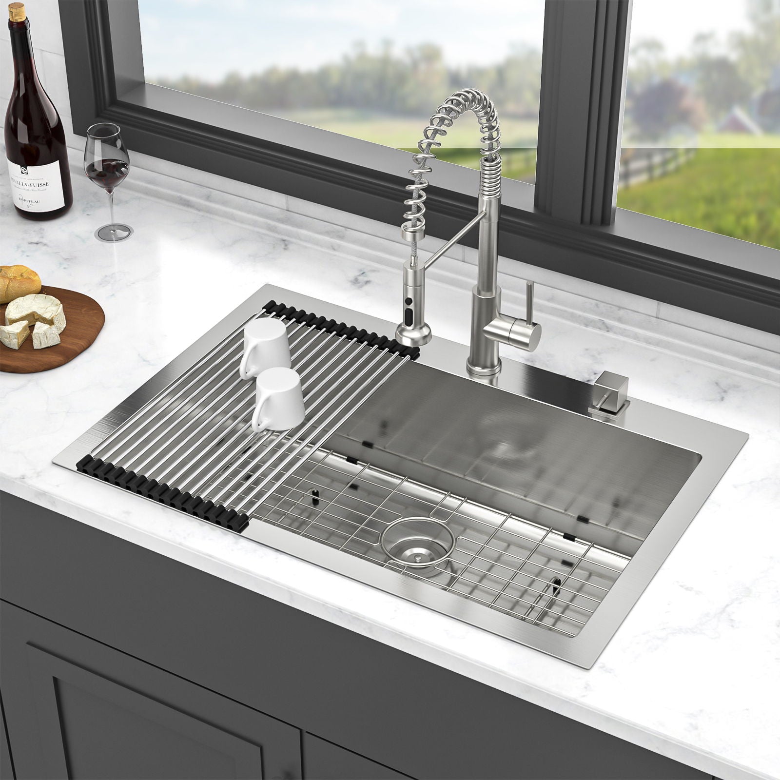 Kitchen Sink Drop In, Stainless Steel Single Bowl, Topmount Daily Nest