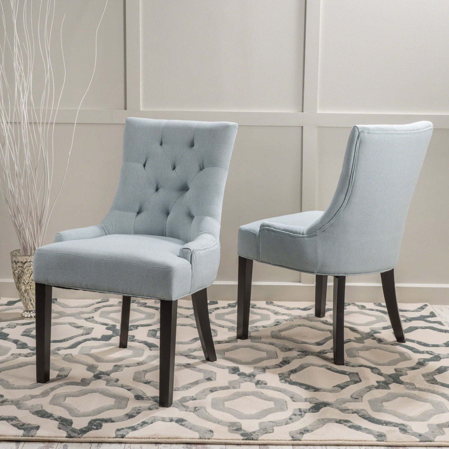 Contemporary Cheney Dining Chair Set With Tufted Design Noble House