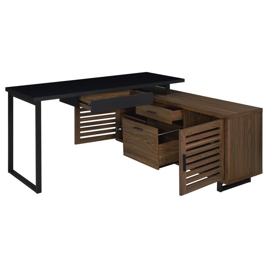 Maddox - L-Shape Office Computer Desk - Black CoasterEveryday