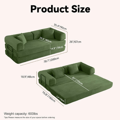 Convertible Sleeper Sofa Bed, 3 Seater Fold Out Couch With Mattress Home Essentials