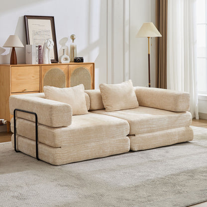 Convertible Floor Sofa Bed With Pillow Back Support Armrest Home Essentials