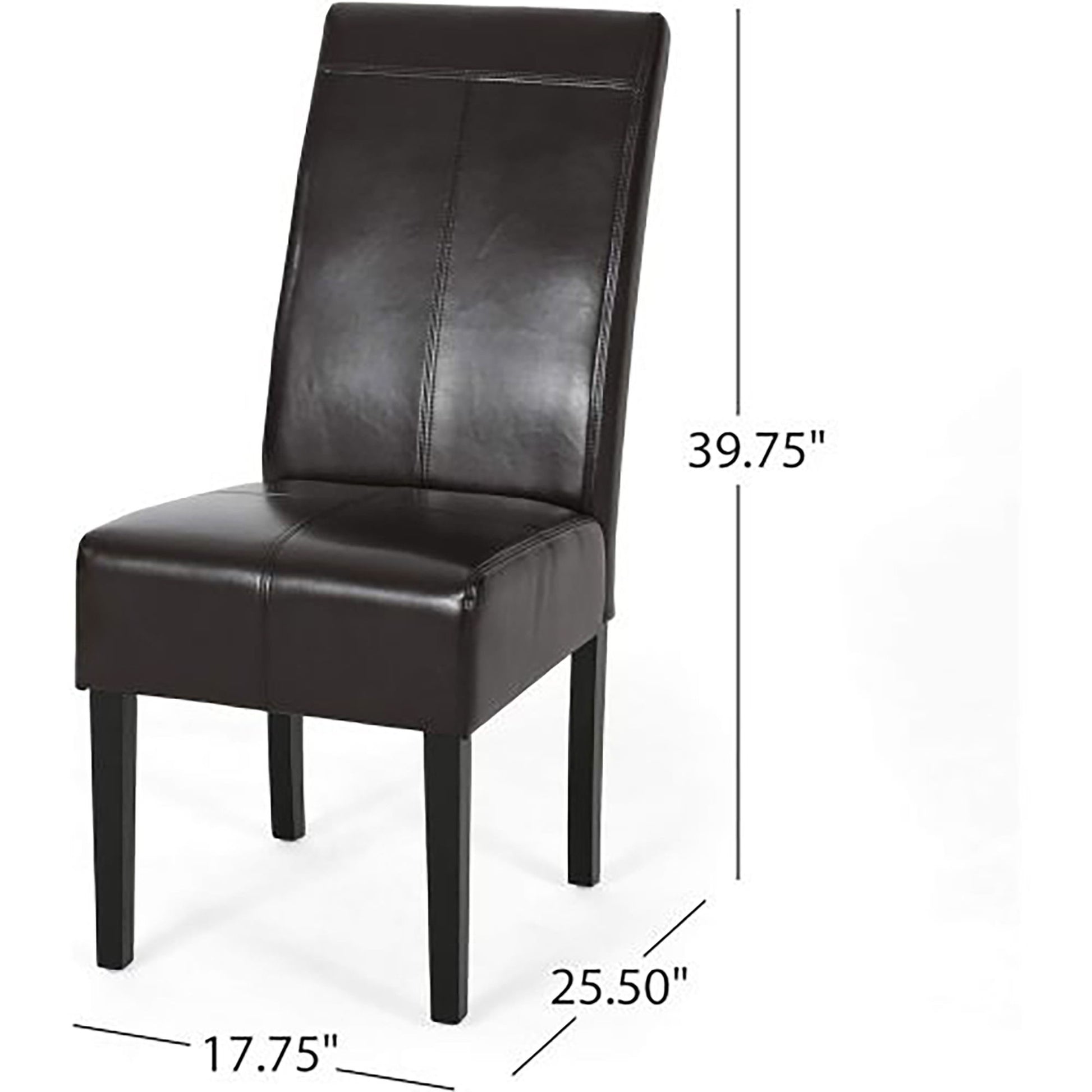 Bonded Leather Upholstered Dining Chair With Solid Wood Legs (Set of 2) - Chocolate Noble House