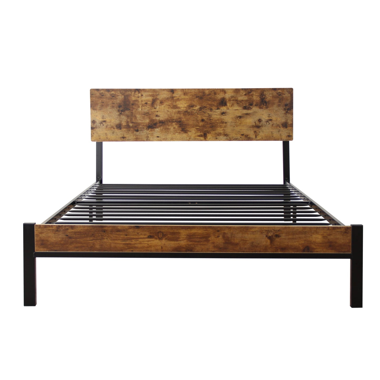 Modern Twin Size Metal Bed Frame Sturdy System Metal & Wood - Black Home Essentials