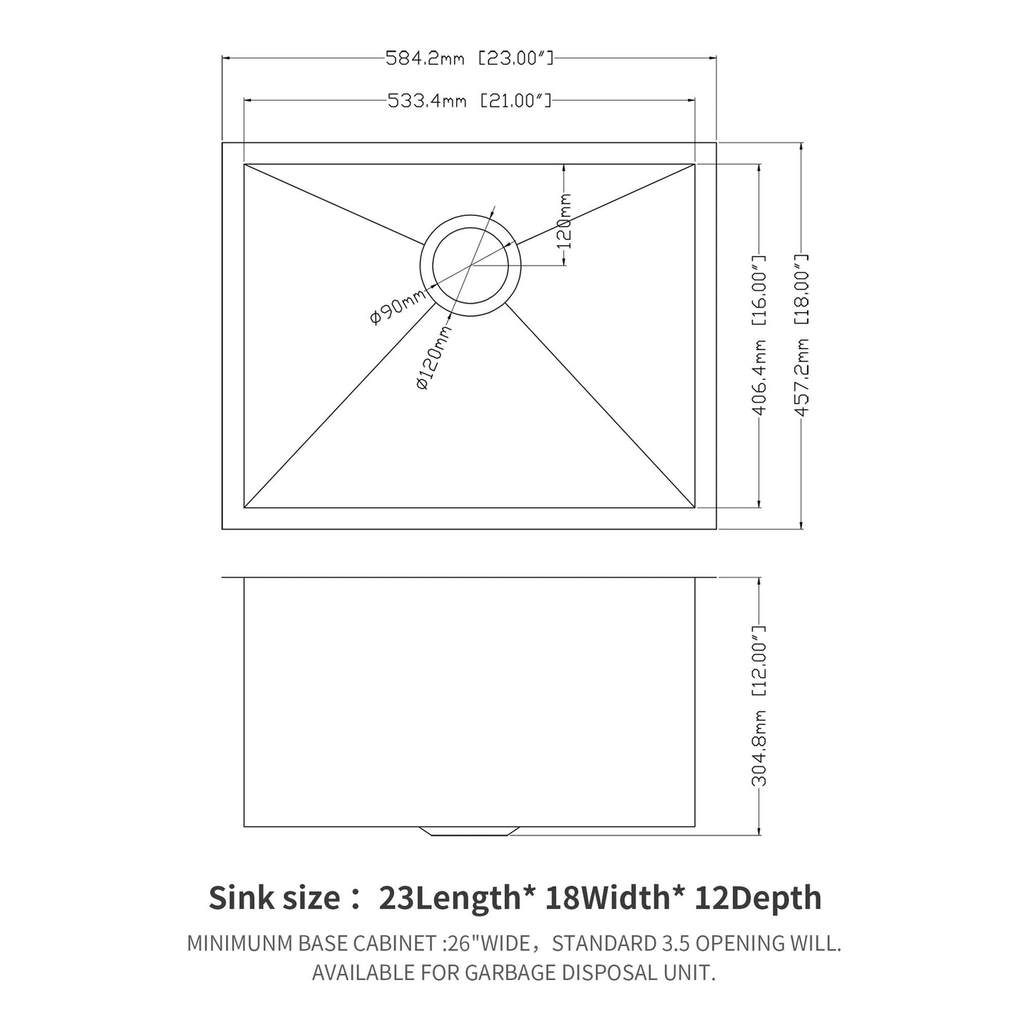 Modern Undermount Stainless Steel Kitchen Sink 16 Gauge, Deep Single Bowl Daily Nest