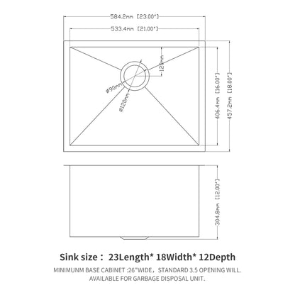 Modern Undermount Stainless Steel Kitchen Sink 16 Gauge, Deep Single Bowl Daily Nest