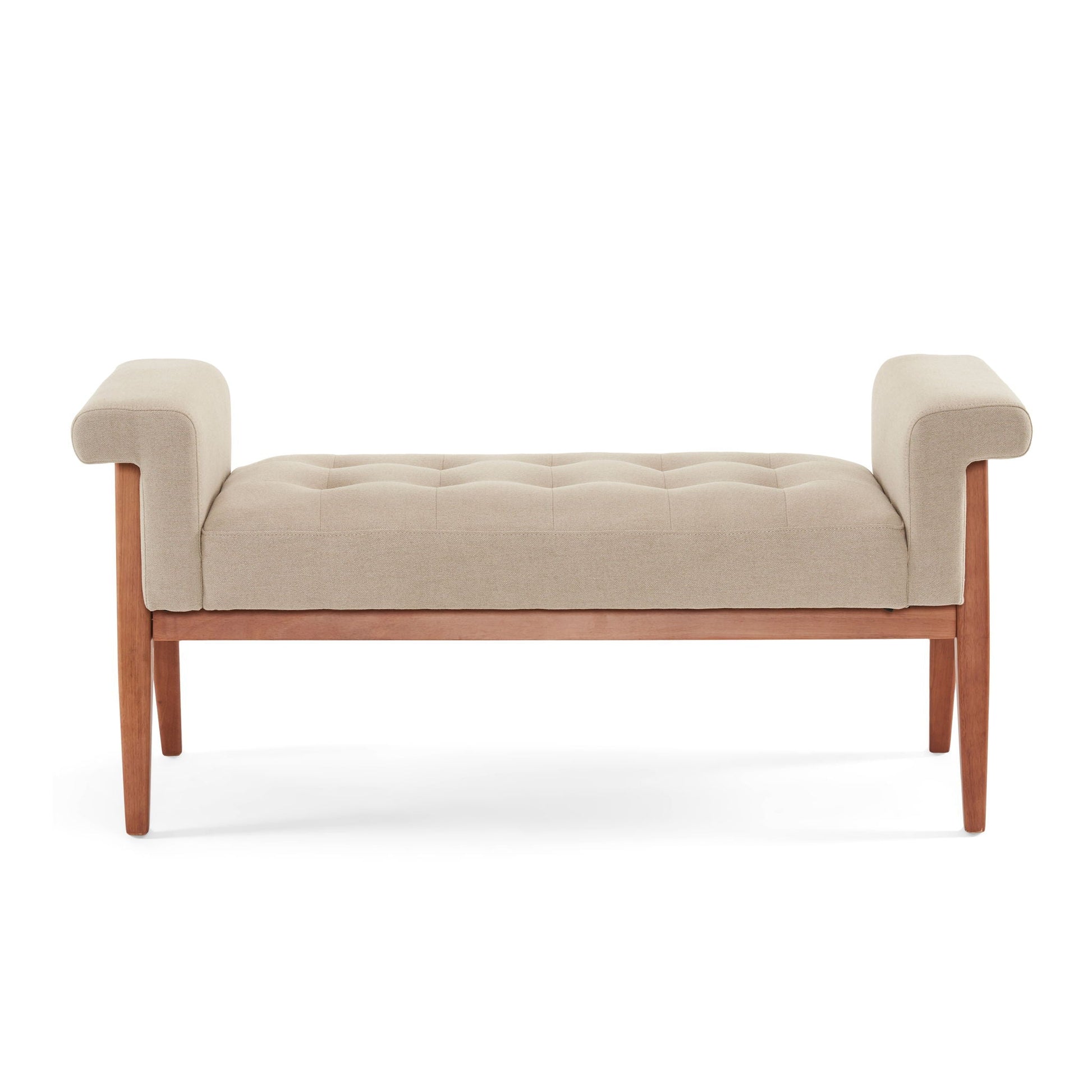 Elegant Tufted Ottoman - Beige / Brown Noble House
