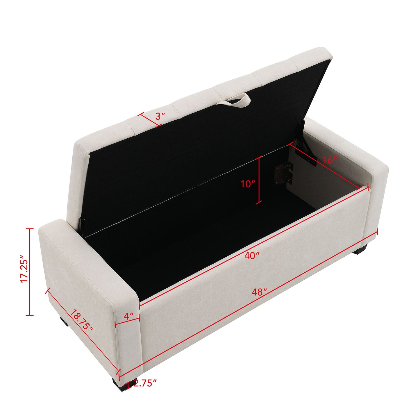 Upholstered Storage Ottoman Bench With Button Tufting And Safety Hinge Home Essentials