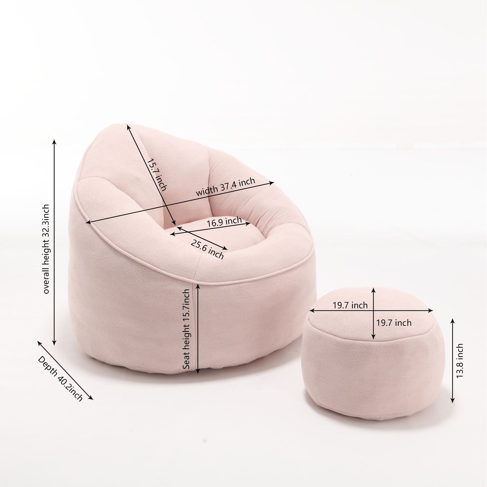 Bedding Bean Bag Sofa Chair High Pressure Foam With Footrest Home Essentials