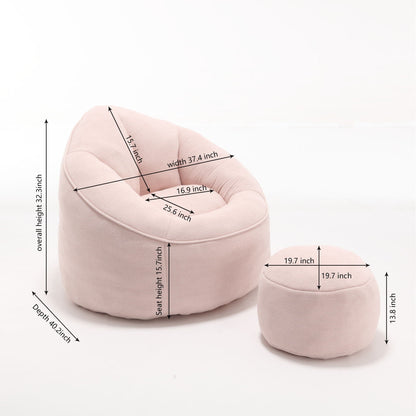 Bedding Bean Bag Sofa Chair High Pressure Foam With Footrest Home Essentials