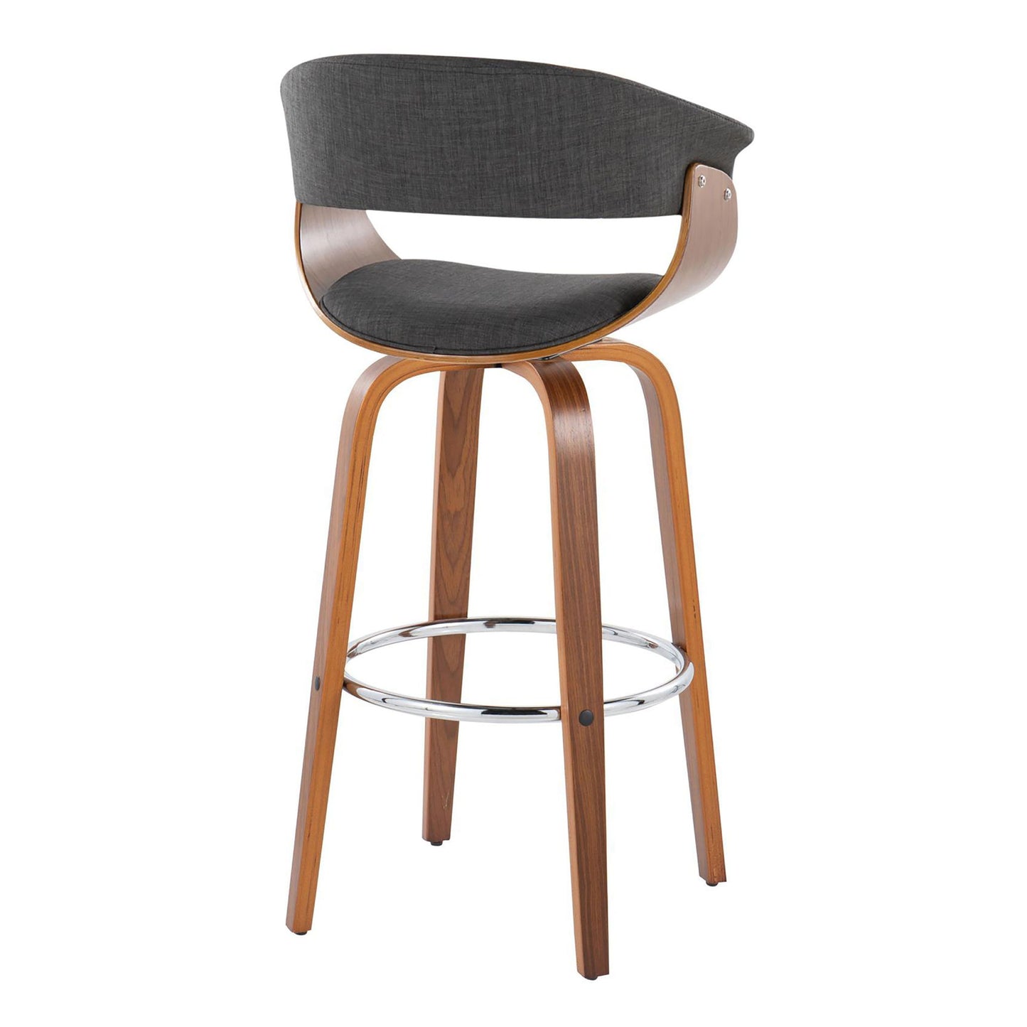 Vintage Mod - Mid Century Modern Fixed Height Barstool With Swivel With Round Footrest (Set of 2) Lumi Source