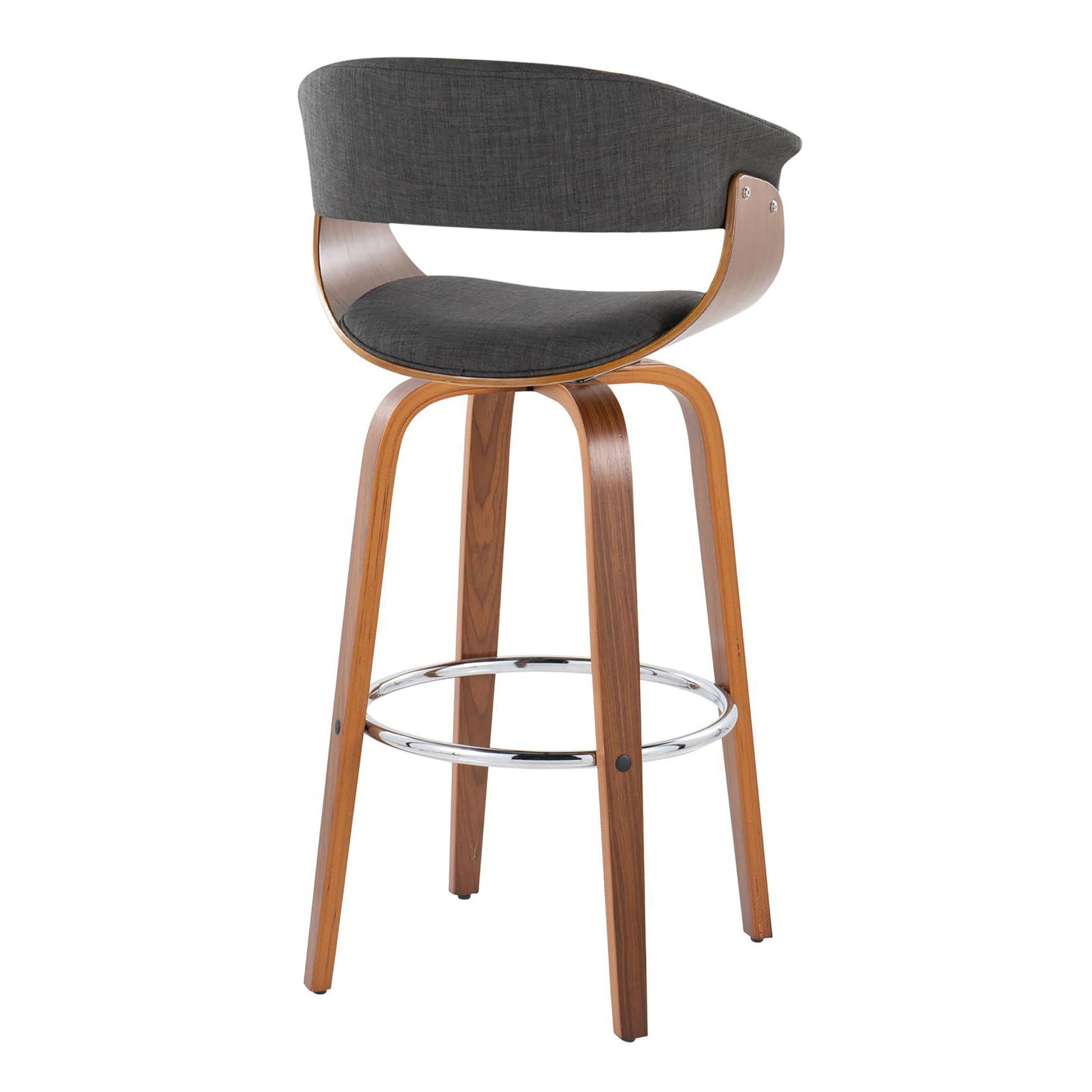 Vintage Mod - Mid Century Modern Fixed Height Barstool With Swivel With Round Footrest (Set of 2) Lumi Source