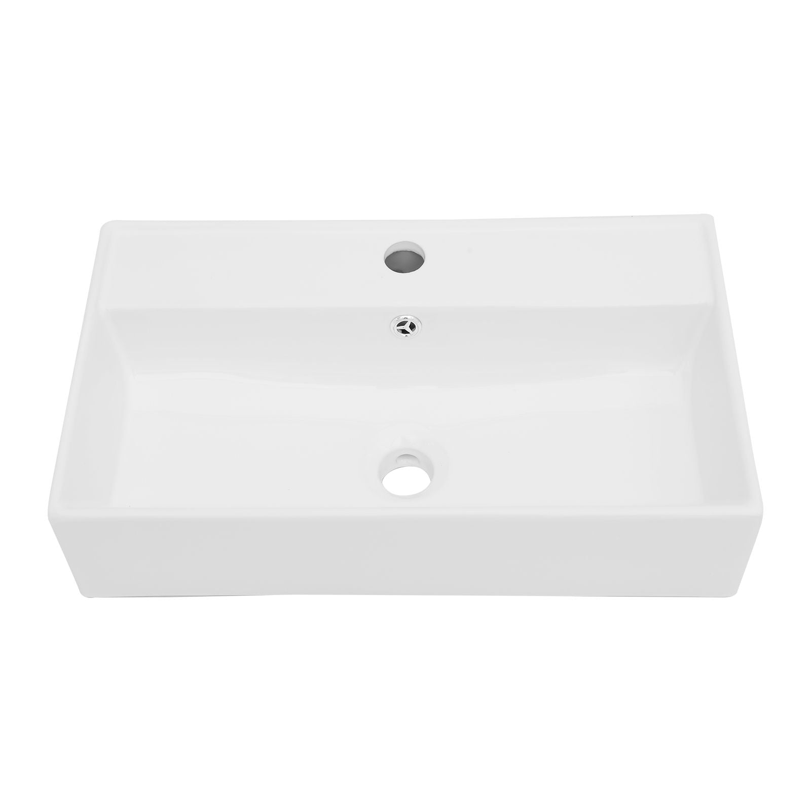 Modern Ceramic Rectangular Wall Mounted Bathroom Sink With Faucet Hole & Overflow Daily Nest