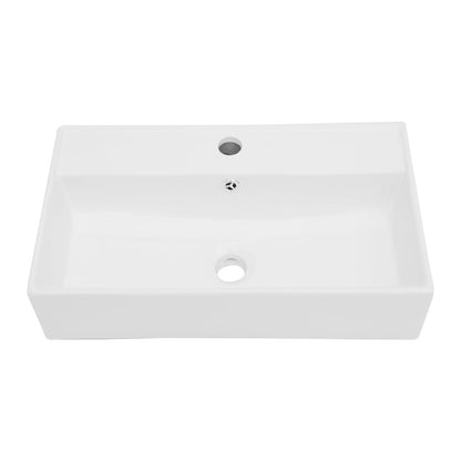 Modern Ceramic Rectangular Wall Mounted Bathroom Sink With Faucet Hole & Overflow Daily Nest