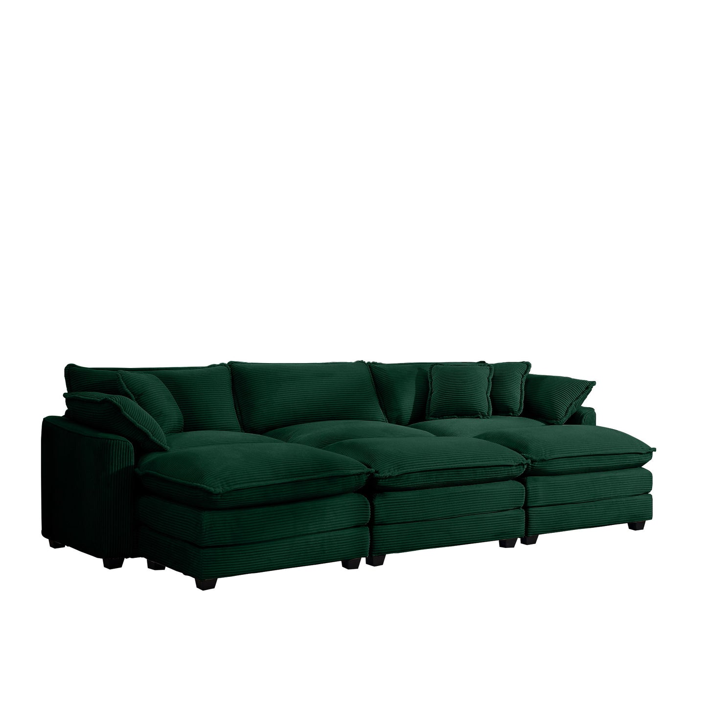 Modern Oversized Modular Cushion Sofa With Ottoman, Low Back, Deep Seating Sofa Set Home Essentials