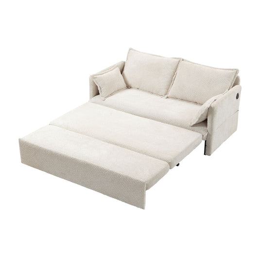 Pull Out Sofa Bed, Corduroy Convertible Sleeper Sofa Couch, Side Storage, And USB / C - Type Charging Ports Chair Home Essentials