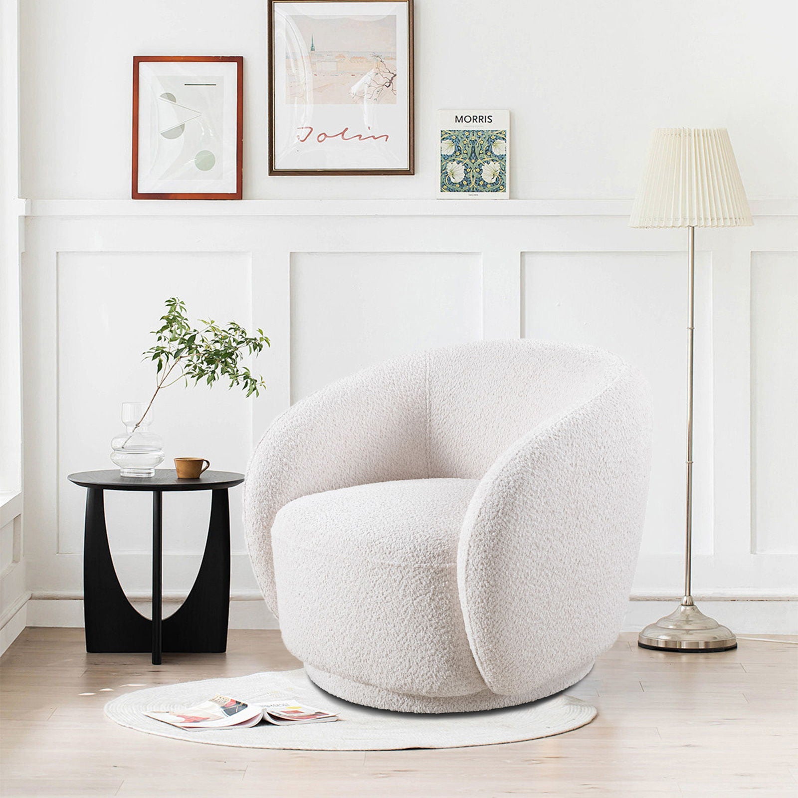 Swivel Accent Upholstered Barrel Chair Home Essentials