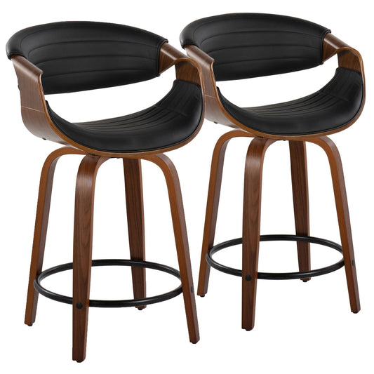 Symphony - Mid Century Modern Fixed Height Counter Stool With Swivel With Round Footrest (Set of 2) Lumi Source