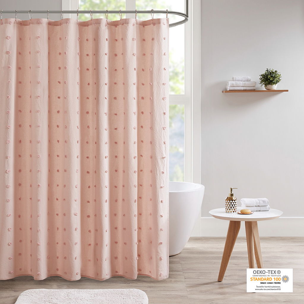 Brooklyn - Pom Pom Shower Curtain - Pink