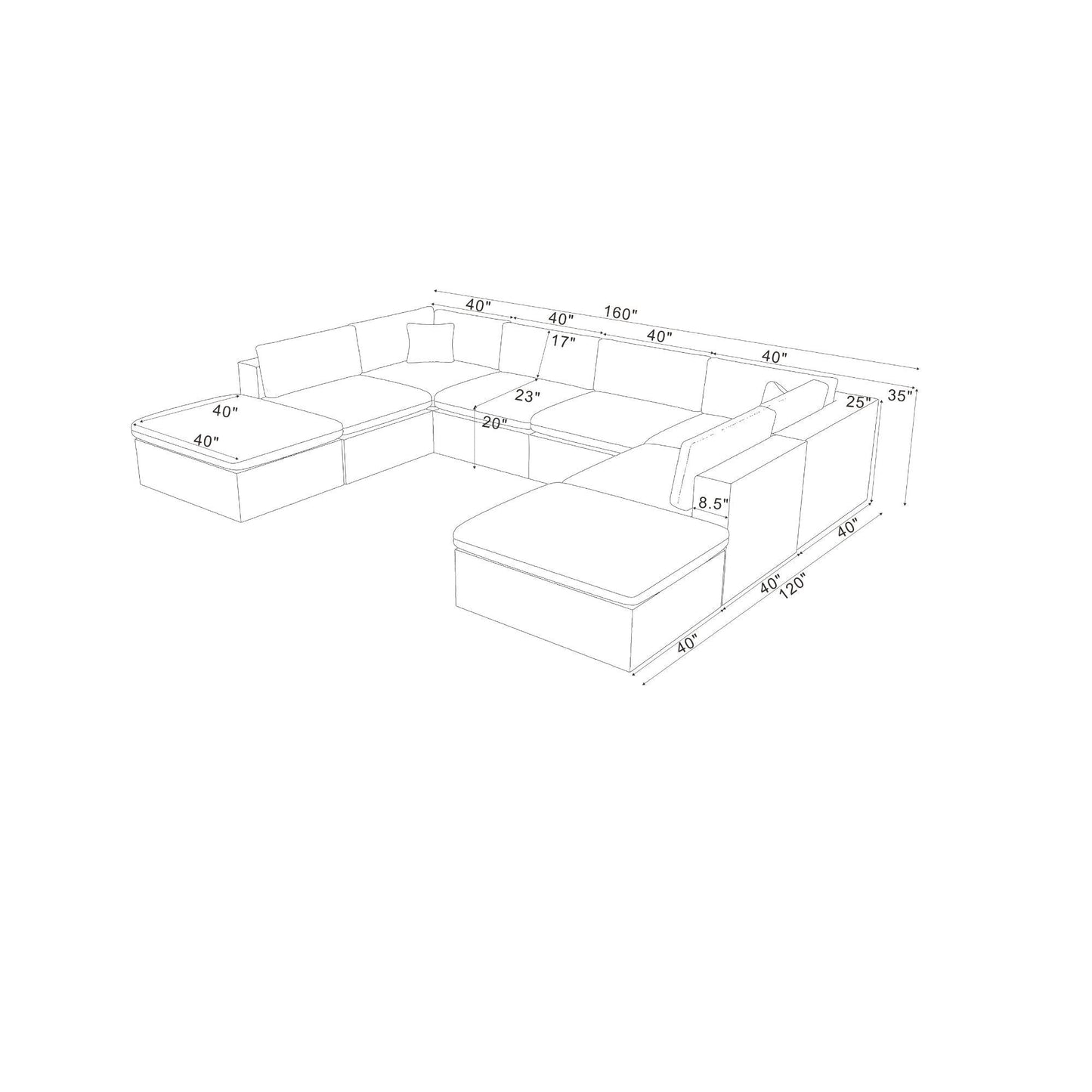 Custom Configuration Modular Sectional & Toss Pillows Home Essentials