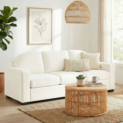 Modern 3 Seater Sofa With Curved Backrest Noble House