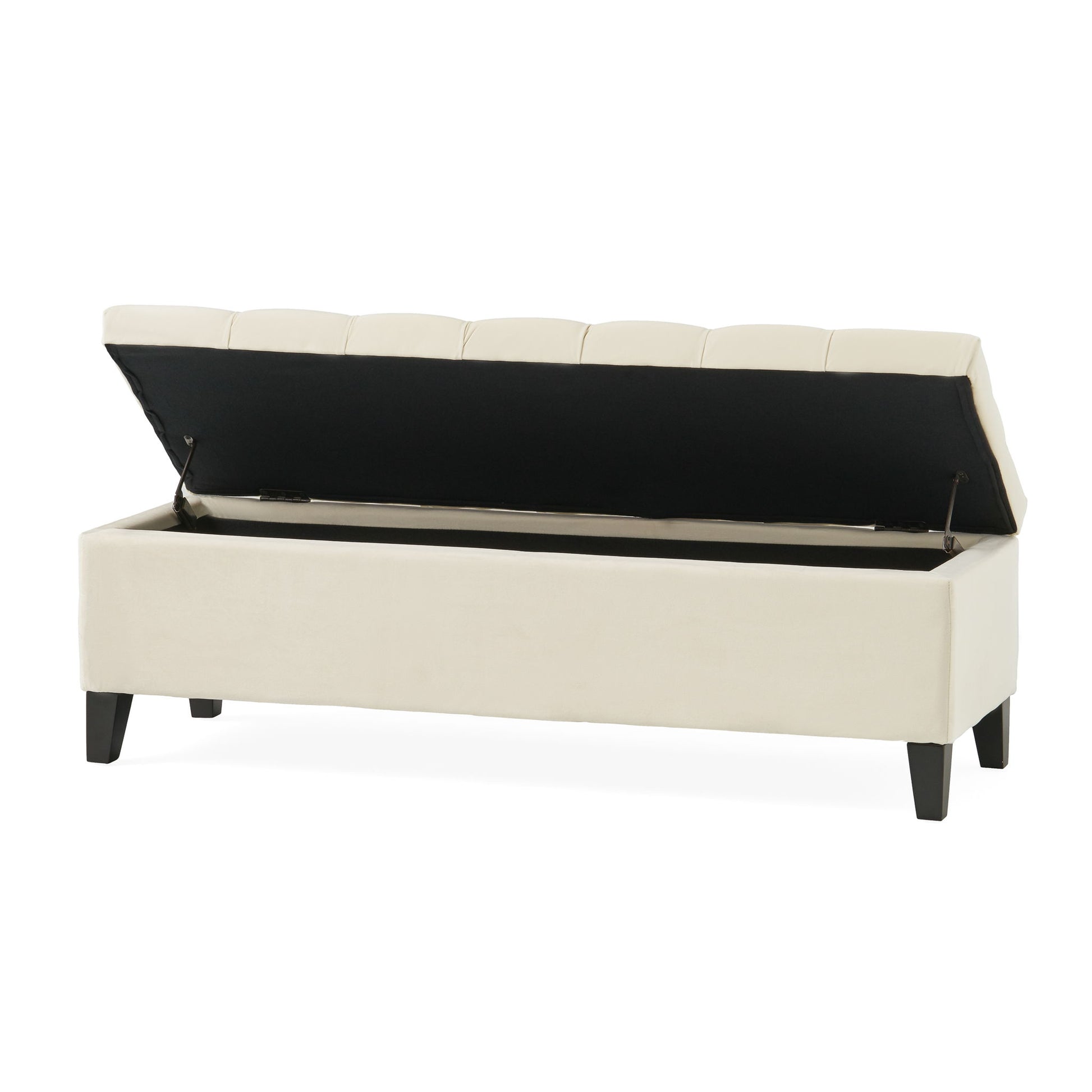 Button Tufted Diamond Stitch Storage Ottoman - Beige Noble House