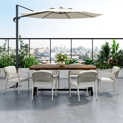 7 Pieces Modern Outdoor Dining Set With Acacia Wood Table And Chairs Noble House